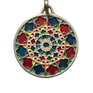 1997 Mandala Pendant Notre Dame Cathedral Window SilverTone Mediterranean